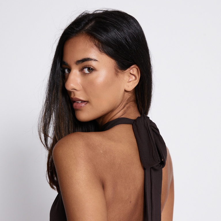 Halterneck top "Fiore" Brown